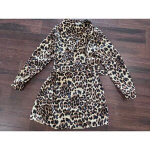 Women's sz Large Charlotte Russe Leopard Print Button Up Dress with Belt